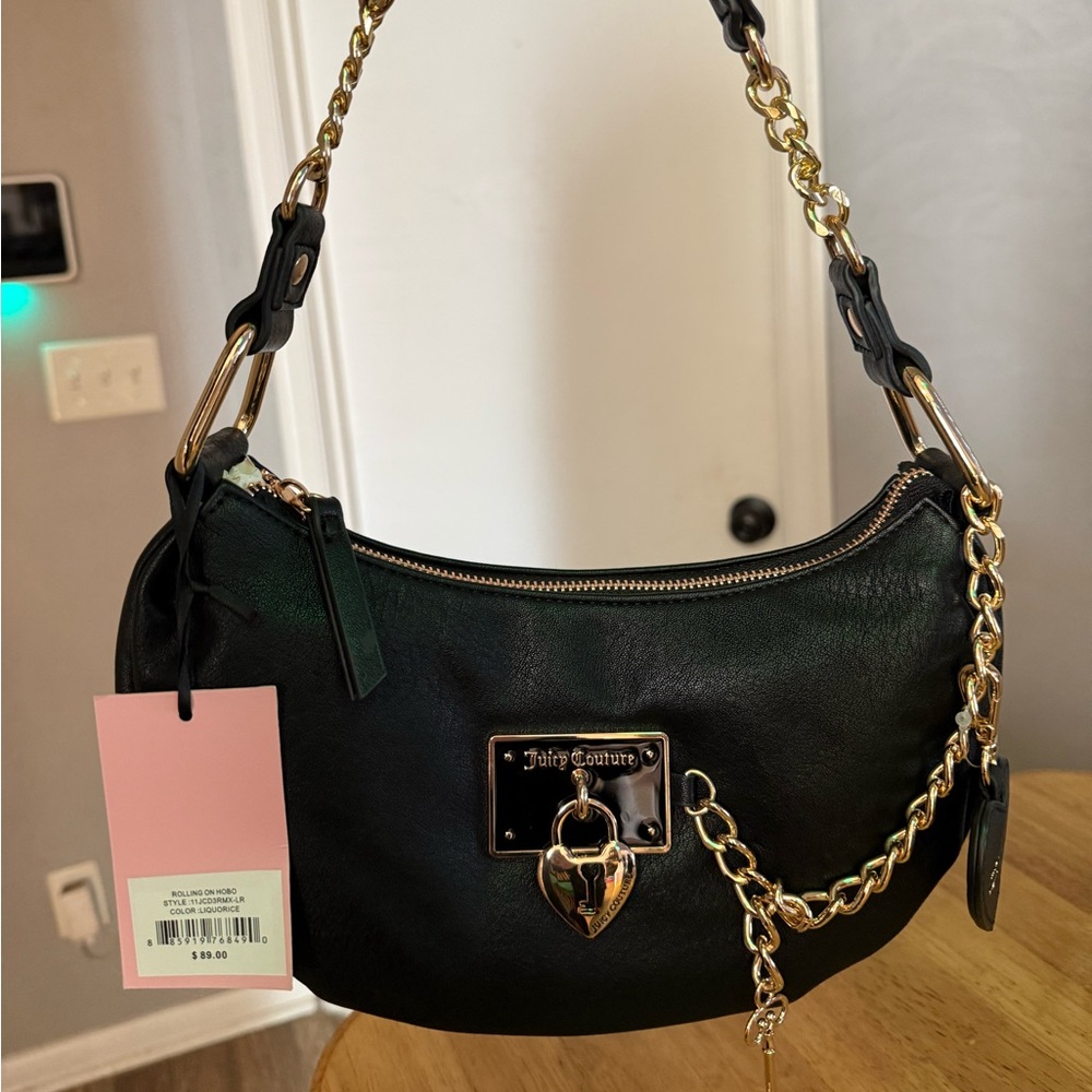 Juicy Couture Black and Gold Shoulder Bag